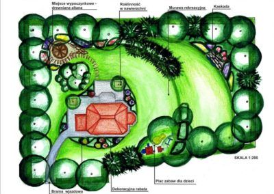 Koncepcja projektowa ogrodu przy domu jednorodzinnym o pow. 2300m2
